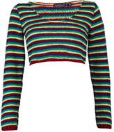 Thumbnail for your product : boohoo Petite Rainbow Stripe Crop Jumper