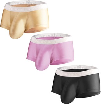 Zonbailon Men's Dual Pouch Underwear Short Leg Bulge Boxer Briefs Modal  Trunks