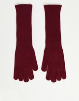 Thumbnail for your product : ASOS DESIGN knitted long gloves in burgundy