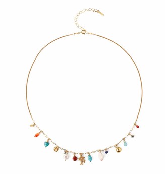 Chan Luu Multi Mix Shell and Mineral Stone Dangle Goldtone Necklace