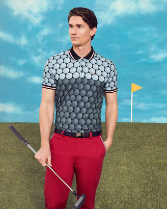 Ted Baker BIRDY Colour-block golf ball print polo shirt