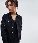 Thumbnail for your product : ASOS Sixth June denim jacket with safety pins in black exclusive to
