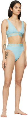 Versace Underwear Blue Medusa Band High Rise Bikini Bottom