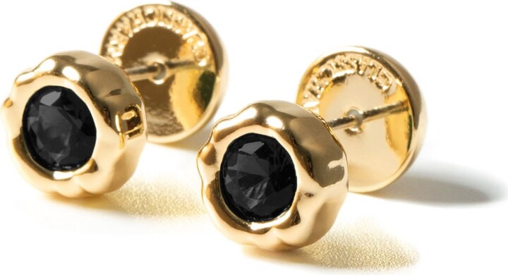 Classicharms Gold / Black Skyler Gold Molten Onyx Stud Earrings