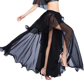 ROYAL SMEELA Belly Dance Skirt Women Maxi Skirts Chiffon Split Big