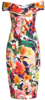 Cushnie Off-the-shoulder Floral-print Cady Midi Dress