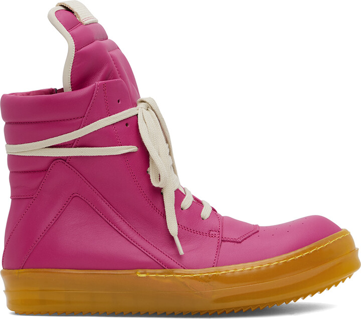 Rick Owens Leather Sneaker Boots in Pink