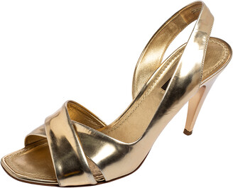 Sexy Louis Vuitton Gold Python Heel Sandals Size: 37 1/2
