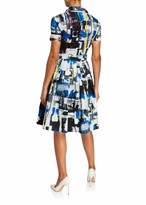 Thumbnail for your product : Samantha Sung Audrey Short-Sleeve Newman Abstract Stretch Cotton Shirtdress