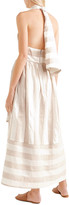 Thumbnail for your product : Paper London Wrap-effect Striped Woven Maxi Dress