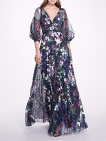 Thumbnail for your product : Marchesa Notte Pleated Printed Chiffon Gown
