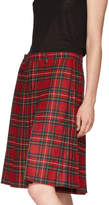 Thumbnail for your product : R 13 Red Tartan Pleated Midi Shorts