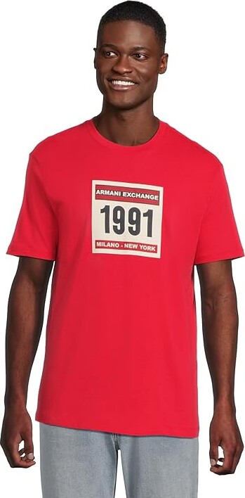 Armani Exchange 1991 Graphic T-shirt Men's T Shirt Haute Red : MD, Cotton