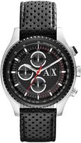Thumbnail for your product : Armani Exchange Chronograph Black Dial and Black Leather Strap Mens Watch