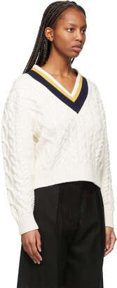 VVB Off-White Merino Cropped V-Neck Sweater