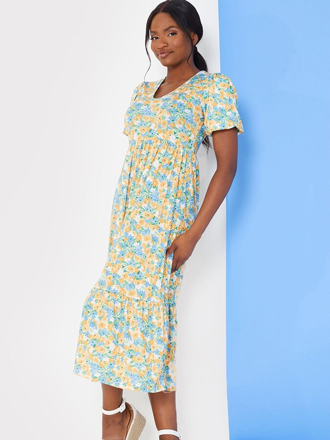 Blue Floral Print Maxi Dress - ShopStyle