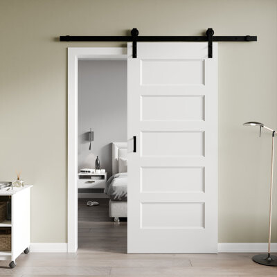 ANZZI 5 Patio Wood Finish Barn Doors - Durable Construction And Easy Installation - Hardware Kit Included - Ideal For Home And Office