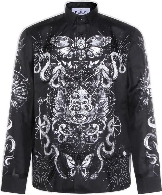 Philipp Plein All-Over Tattoo Satin Shirt
