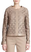 Thumbnail for your product : Escada Leather Lattice-Weave Jacket