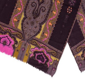 Etro Wool & Silk-Blend Paisley Print Scarf