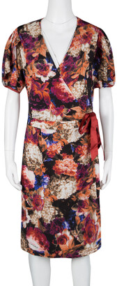 Just Cavalli Floral Printed Knit Wrap Dress L