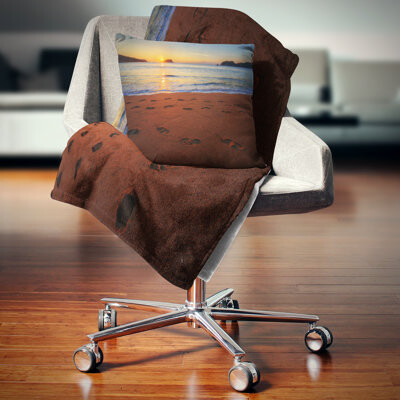 Design Art Foot printed Sandy Ocean Beach - Sea & Shore Printed Pillow