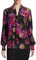 Thumbnail for your product : Trina Turk Long-Sleeve Floral Tie-Neck Top, Multicolor