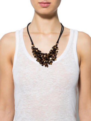 Brunello Cucinelli Agate & Wood Bead Cluster Necklace