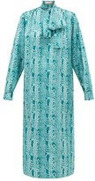 Thumbnail for your product : Marni Tie-neck Silk Midi Dress - Green Multi
