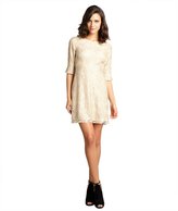 Thumbnail for your product : ABS by Allen Schwartz metallic gold and nude stretch lace three quarter sleeve dress