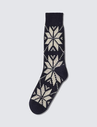 Tabio Mens Wool Mixed Snow Pattern Socks