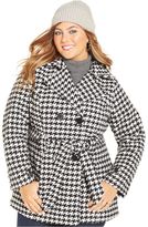 Thumbnail for your product : Joujou Jou Jou Plus Size Houndstooth-Print Belted Pea Coat