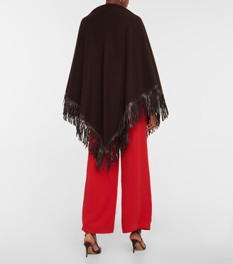 Valentino Leather-trimmed cashmere shawl