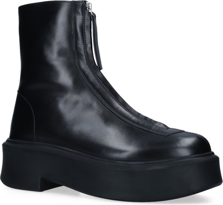 The Row Zipped Leather Ankle Boots 50