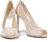 Thumbnail for your product : Rene Caovilla Rene' Caovilla Grace Crystal-embellished Satin And Lace Pumps