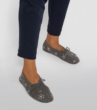 William Sharp Embellished Cashmere Sock Slippers