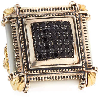 Konstantino Silver & 18k Square Mother-of-Pearl & Spinel Ring, Size 7