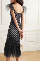 Thumbnail for your product : STAUD Marwa Ruffled Polka-dot Cotton-blend And Tulle Midi Dress - Black