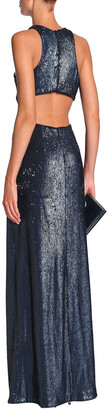 Halston Cutout Sequined Tulle Gown