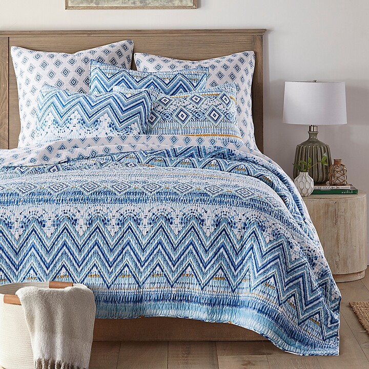 The Curated Nomad Doherty Multicolored 3-piece Quilt Set Blue King 