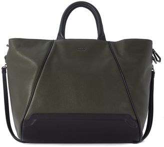 DKNY Tote Bag Convertible In Black And Green Leather