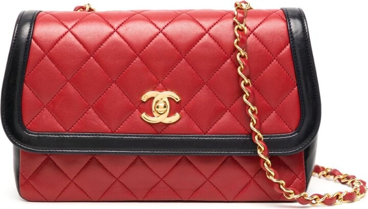 Chanel Pre-owned 1992 CC Bias Stitch Crossbody Bag - Black