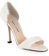 Thumbnail for your product : Manolo Blahnik Catalina D'Orsay Satin & Feather Pumps
