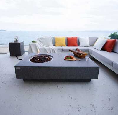 Elementi Fire Pit 56 in. x 32 in. Rectangular Concrete Fire Table with ...