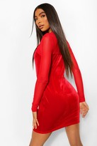 Thumbnail for your product : boohoo Tall Velvet Long Sleeve Mini Dress