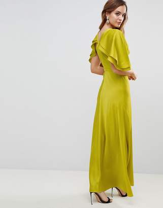 ASOS Design DESIGN maxi dress in satin with flutter sleeve
