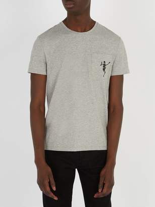 Alexander McQueen Dancing Skeleton Print Cotton T Shirt - Mens - Light Grey