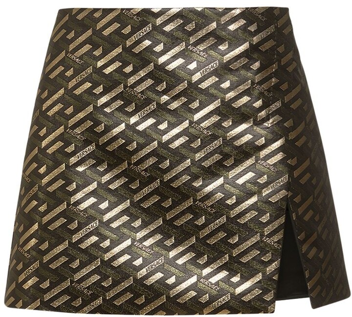 Versace Monogram Jacquard Lamé Mini Skirt - ShopStyle