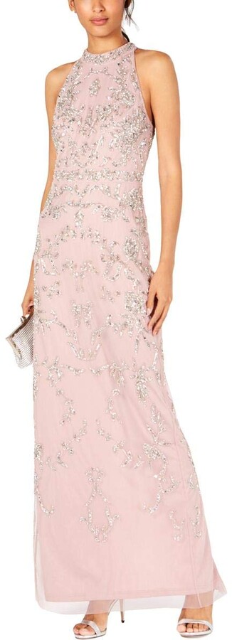 Adrianna Papell Women's Floral Beaded Halter Dress - ShopStyle