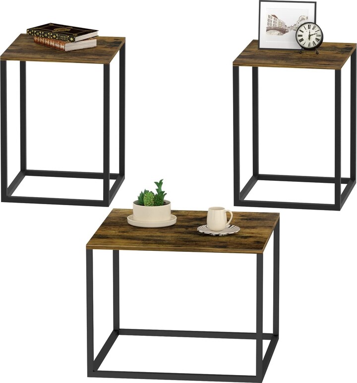 Global Pronex Small Square Coffee Table Sets for Living Room,3 Piece